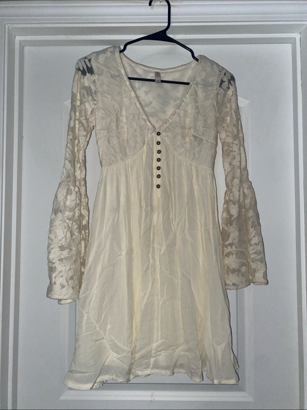 Xhilaration Cream Lace Bell-Sleeve Mini Dress